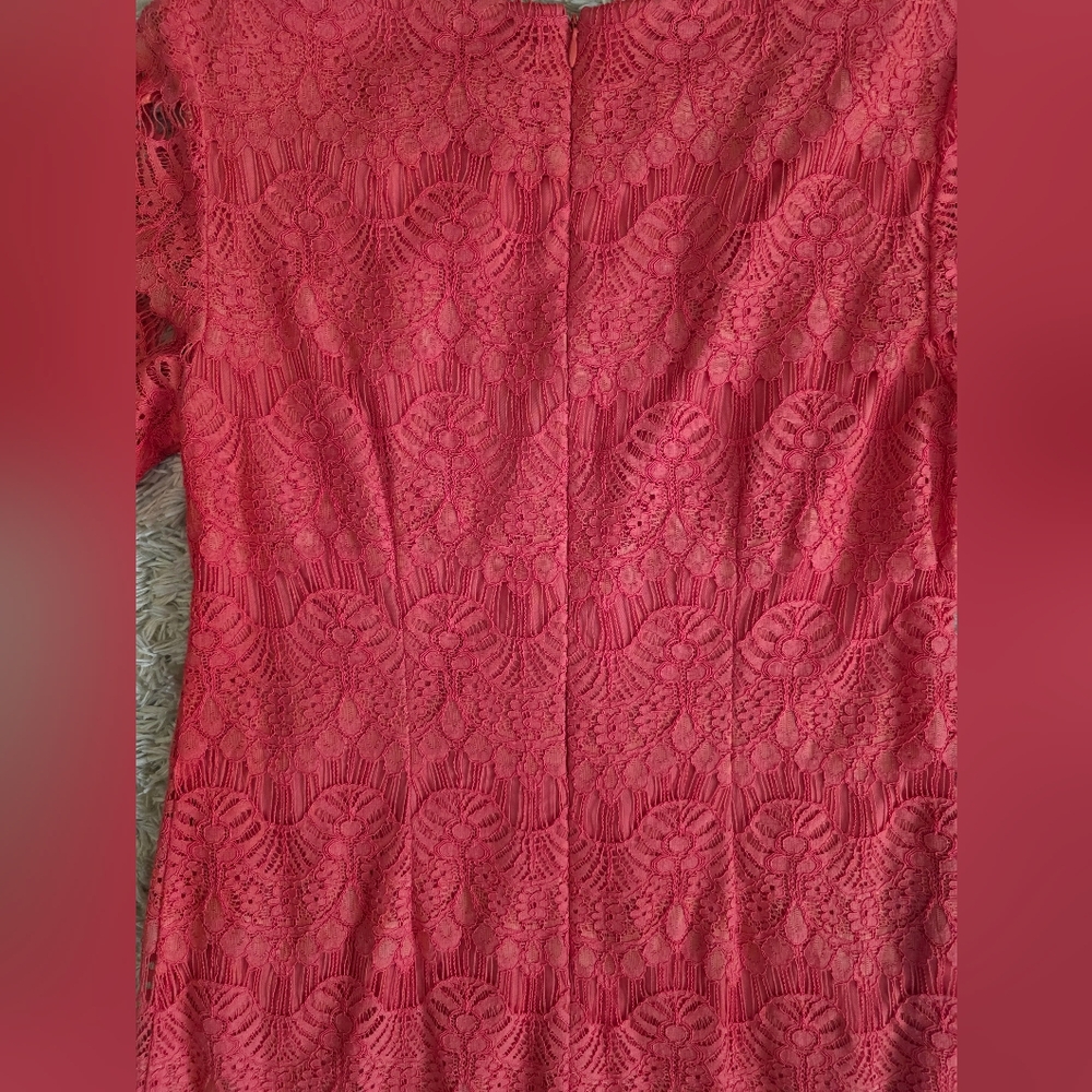 Jessica Howard 3/4 Sleeve Lined Lace Dress Coral Women’s Size 6 - Picture 5 of 5